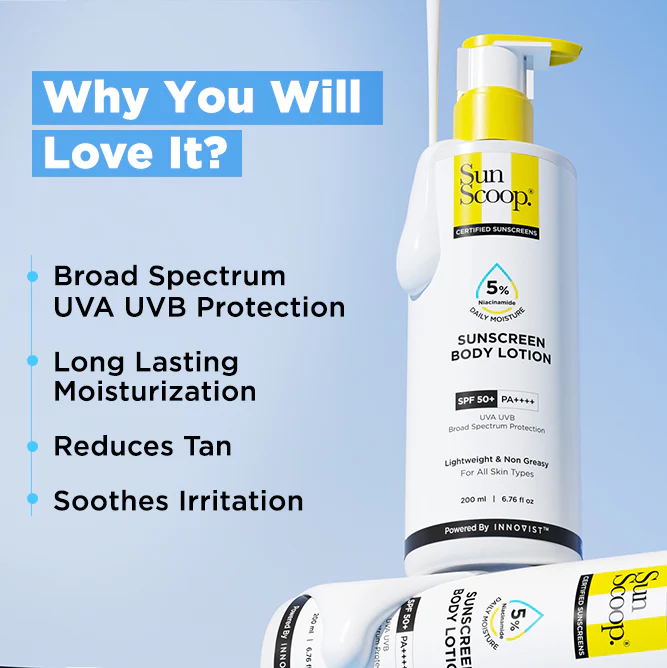 5% Niacinamide Sunscreen Body Lotion| SPF 50+ PA++++| In-Vivo Tested - 200ml - Image 5