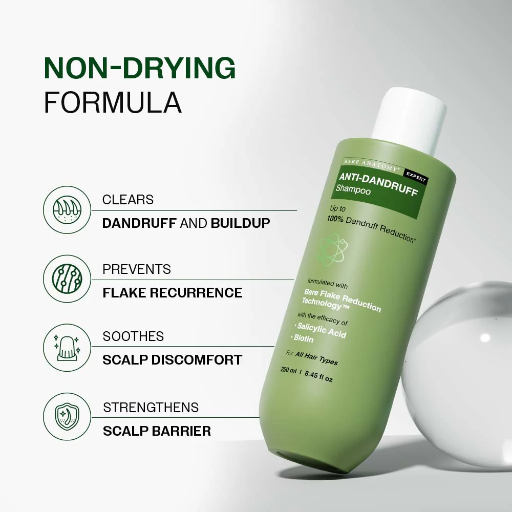 Anti Dandruff Shampoo with Salicylic Acid, Piroctone Olamine & Biotin - 250ml - Image 8
