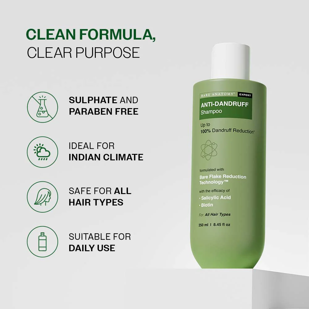 Anti Dandruff Shampoo with Salicylic Acid, Piroctone Olamine & Biotin - 250ml - Image 9