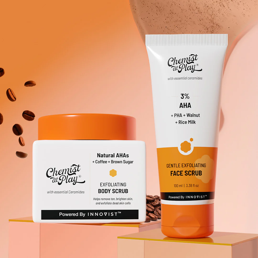 Complete Exfoliation Duo (Gentle Exfoliating Face Scrub - 100 ml | Exfoliating Body Scrub - 75 gm)