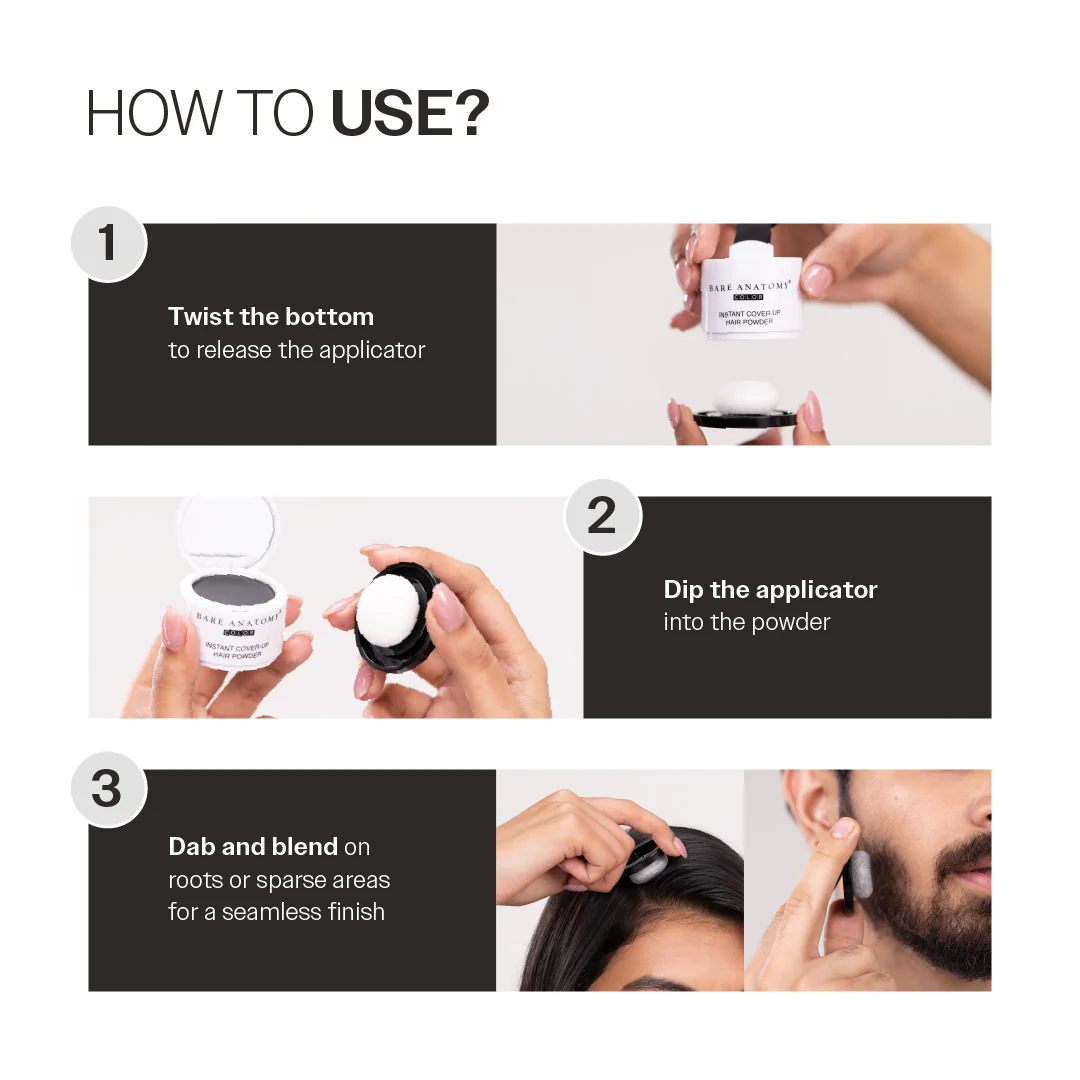 Instant Hair Cover-Up Powder (Black Color) - 4 gm - Image 6