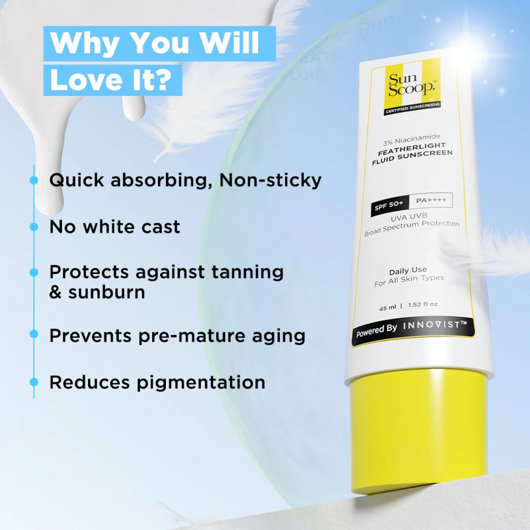 3% Niacinamide Featherlight Fluid Sunscreen| SPF 50+ PA++++| In-Vivo Tested - 45ml | Pack of 2 - Image 4