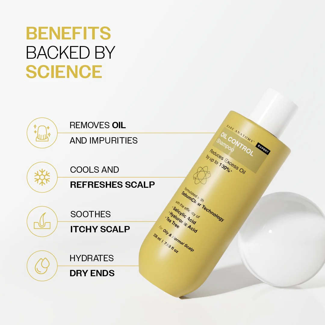 Oil Control Shampoo with Salicylic Acid, Hyaluronic Acid & Tea Tree for Oily Scalp - 236 ml - Image 3