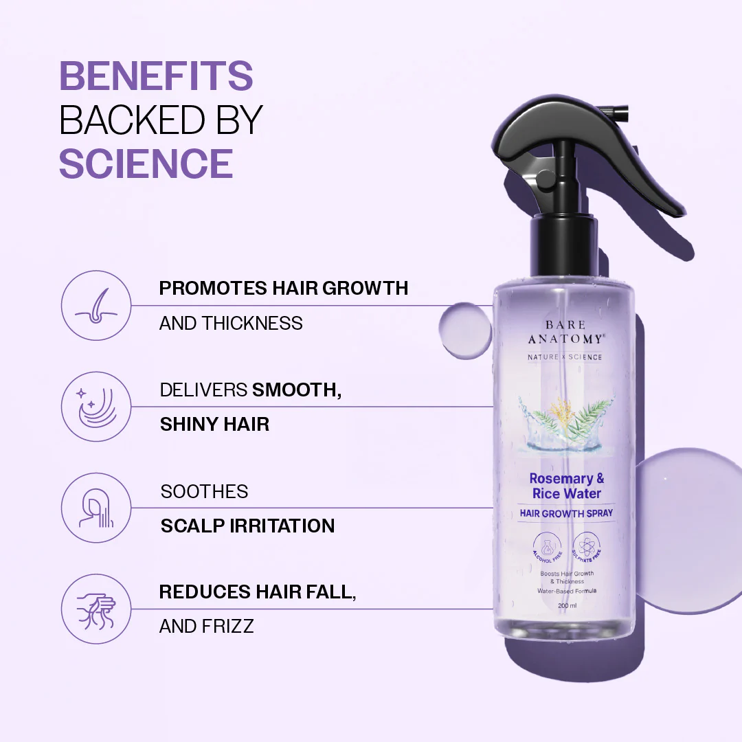 Rosemary & Rice Water Hair Growth Spray for Hair Growth & Thickness - 200 ml - Image 3