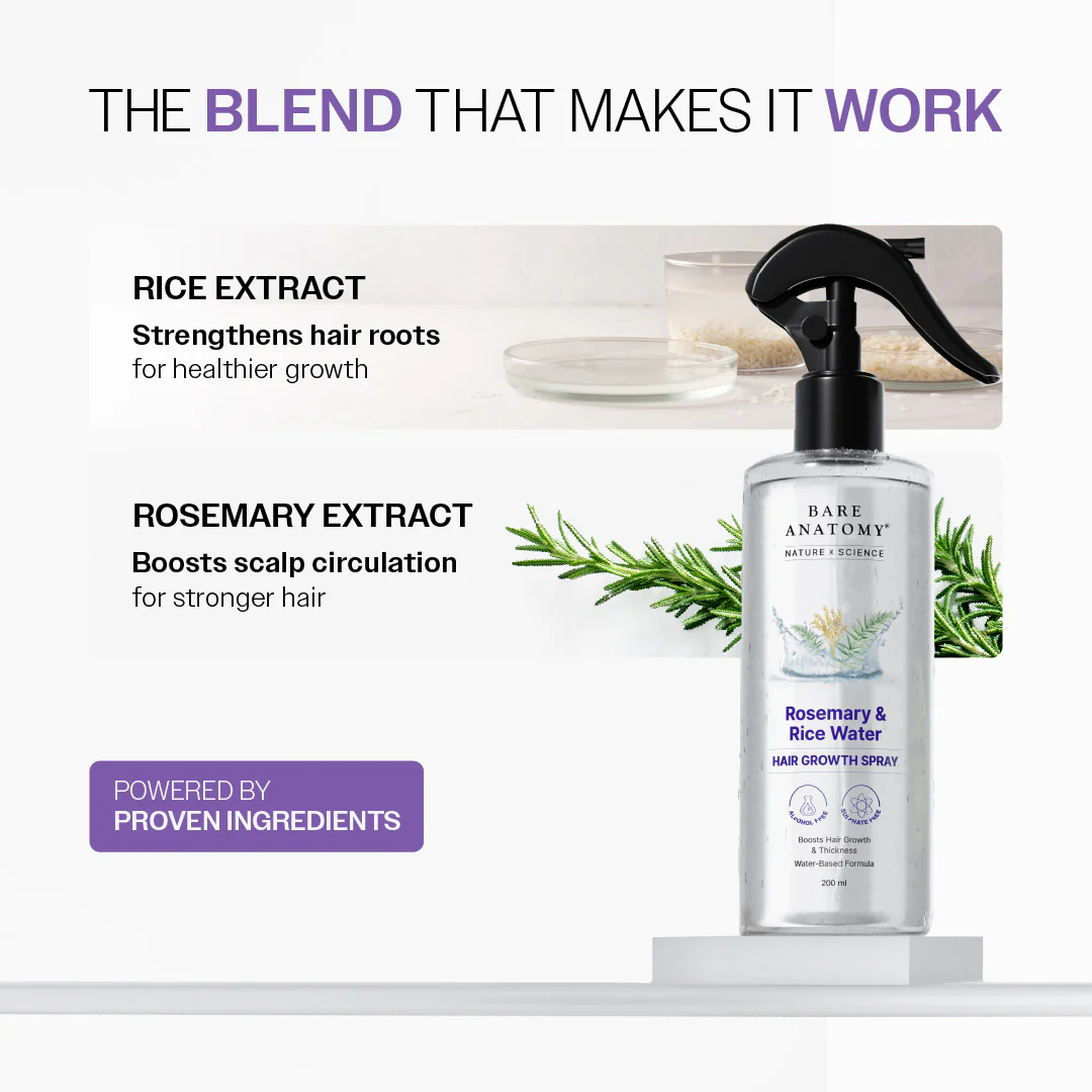 Rosemary & Rice Water Hair Growth Spray for Hair Growth & Thickness - 200 ml - Image 4