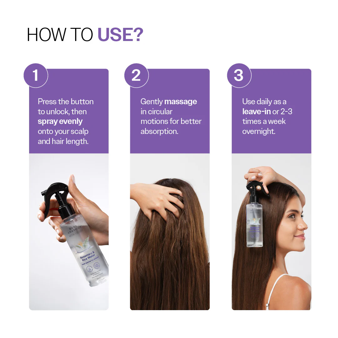 Rosemary & Rice Water Hair Growth Spray for Hair Growth & Thickness - 200 ml - Image 6