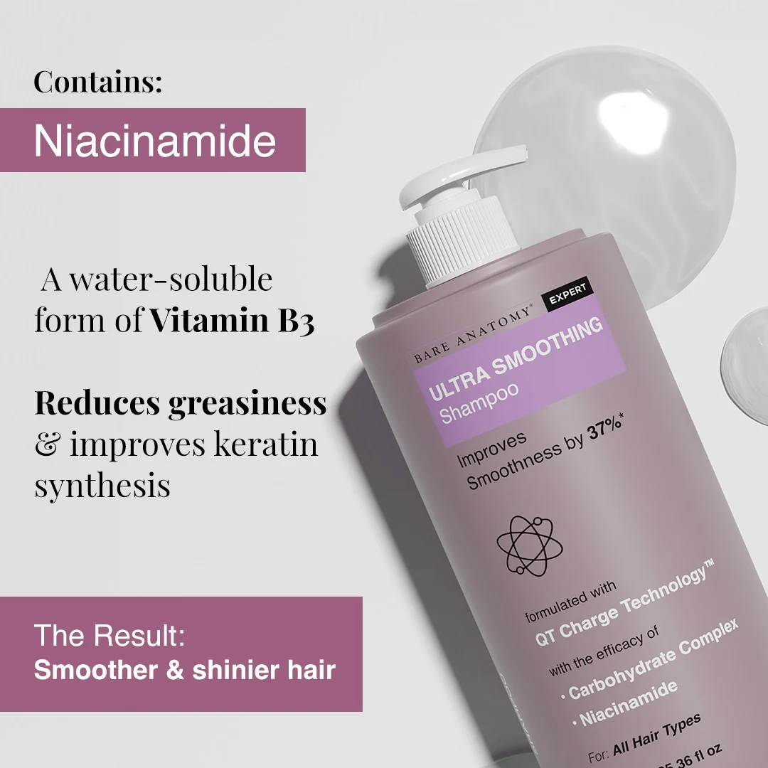 Ultra Smoothing Shampoo with Niacinamide & Aloe Vera Extract for Dry & Frizzy Hair- 750 ml - Image 6